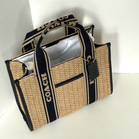 Coach Smith Tote 24 Small Leather Brown Straw Crossbody Bag CAL89 ORG PKG - Picture 7 of 11
